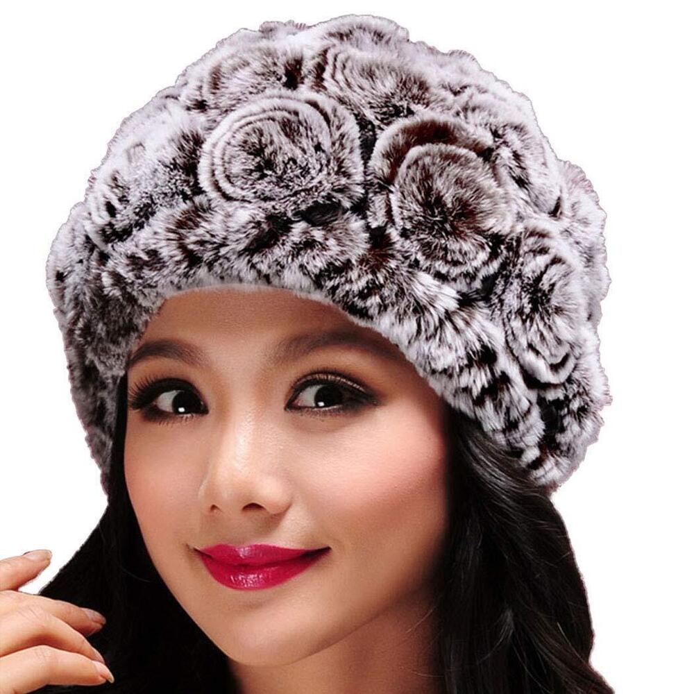3309 Rabbit Fur Hat Furry Knit Beanie Hat Warm Winter Hat Ski Skull